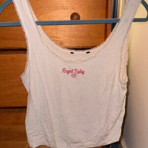 angel baby lace white tank top cami